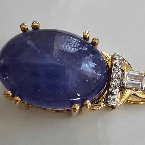 9K Yellow Gold Tanzanite & White ZirconPendant Certificate of Authenticity